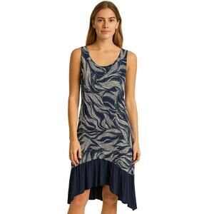 Style & Co. Women's Printed Midi Dress - Blue & White - Medium